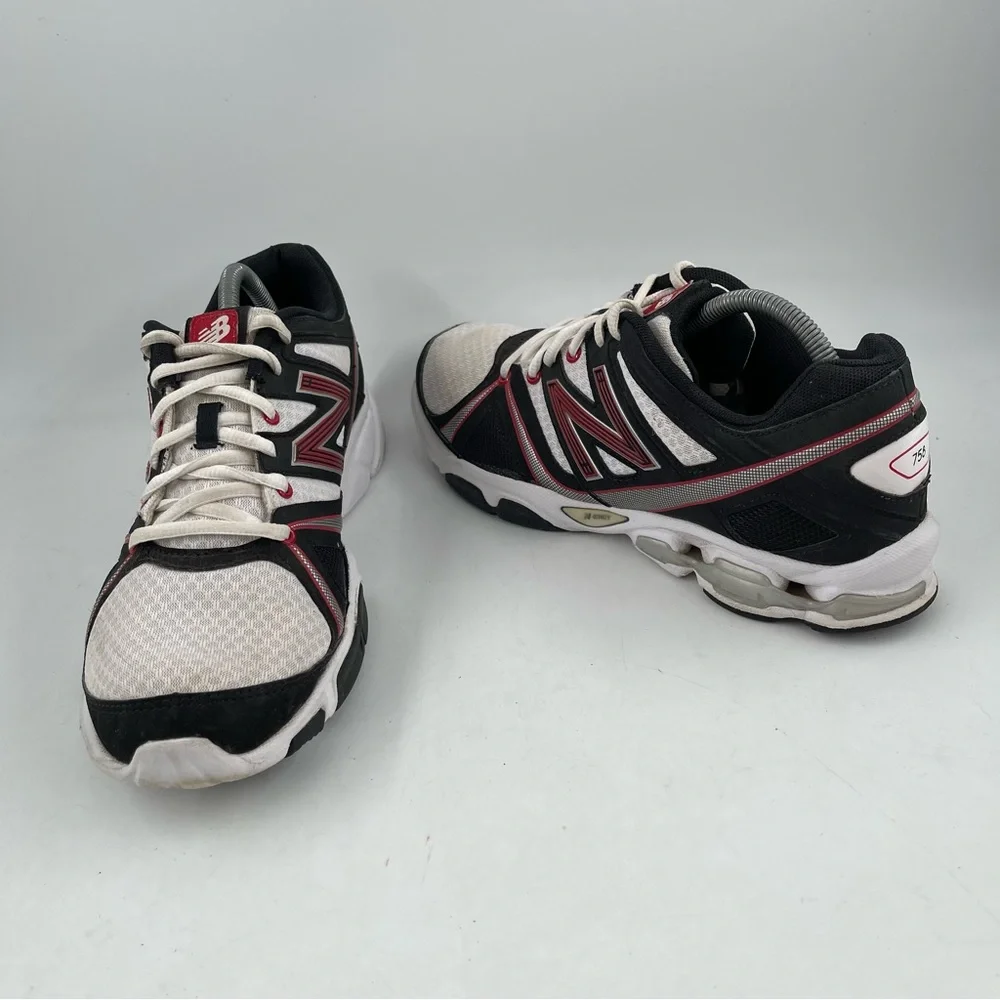 New Balance Men’s 758 Athletic Black White Red Low Top Lace-Up Shoes - Size 9.5